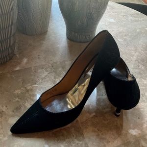 Badgley Mischa Black Fabric Rhinestone Heel 9.5